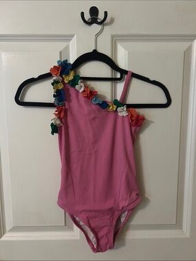 Hanna Andersson Girls Sunblock Asymmetrical One Piece Swimsuit
